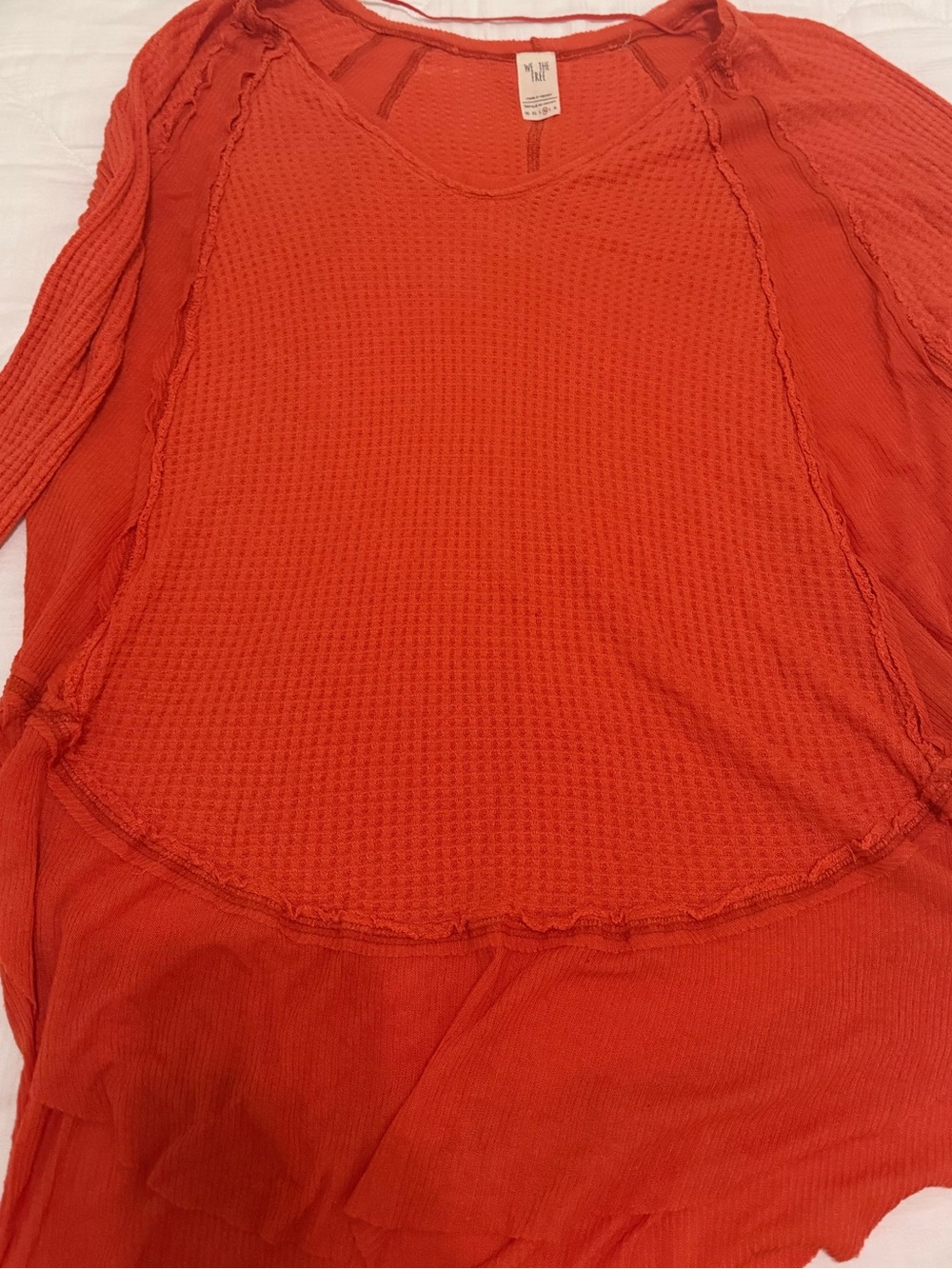 We the Free Waffle Knit Long Sleeve Top - Orange